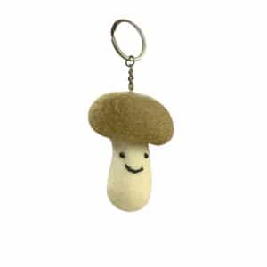 White Mushroom Fruits key rings Handmade Felt Key Rings – Animal, Vegetable & Custom Shapes | Eco-Friendly Wool Keychains Wholesale from Nepal