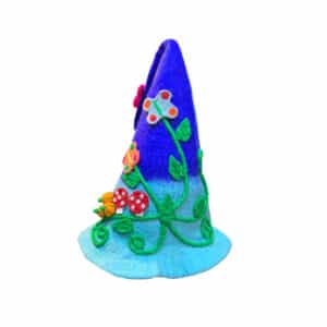 Fancy Dark & Sky Blue Flowers Felt Flower Hat